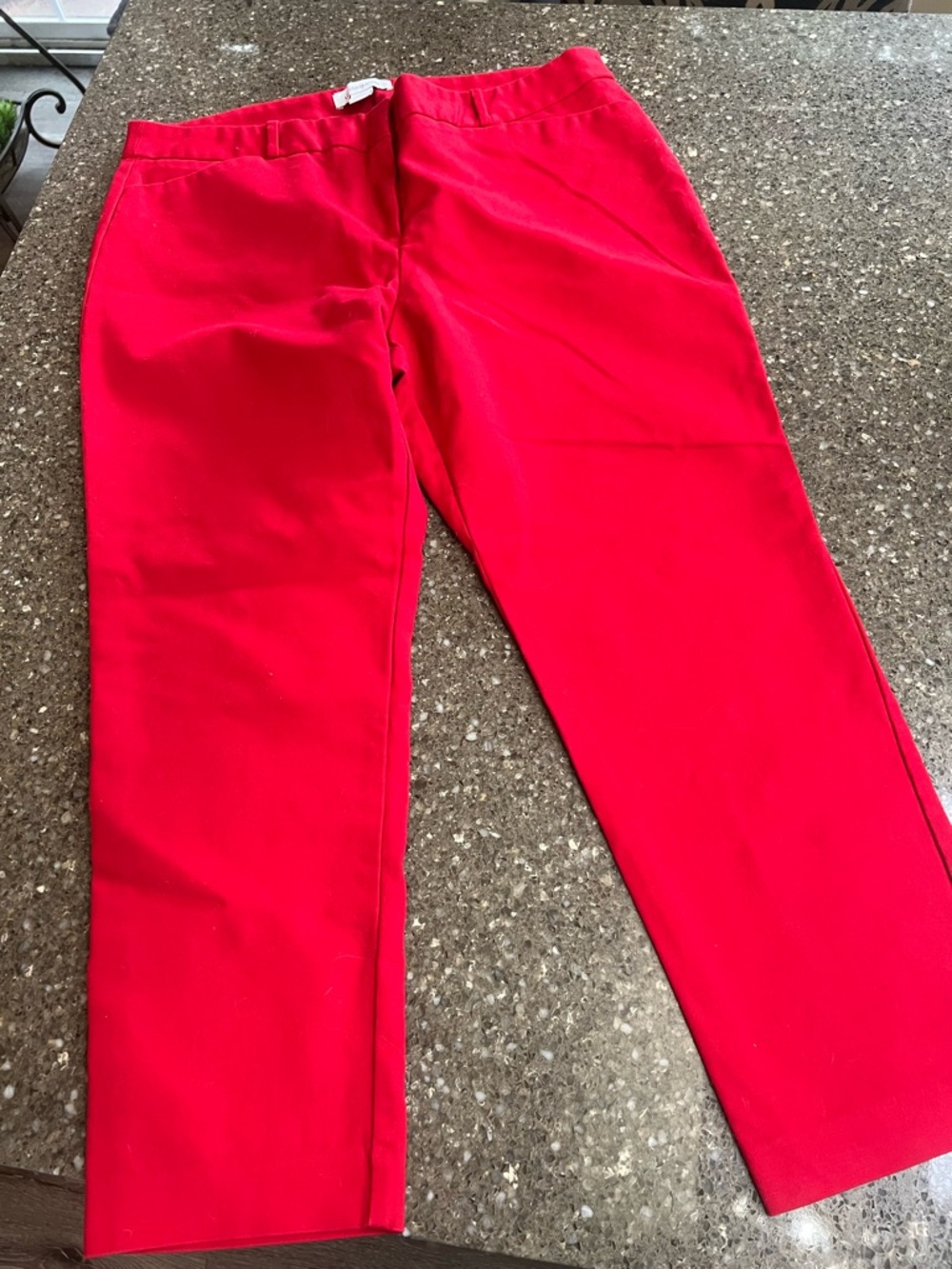 Liz Claiborne Emma Bright Red Cropped Pants Size 14 Summer Spring Coastal Beach